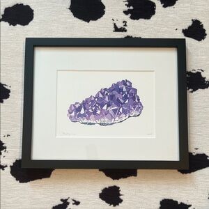 Amethyst Watercolor Print, crystal mineral painting